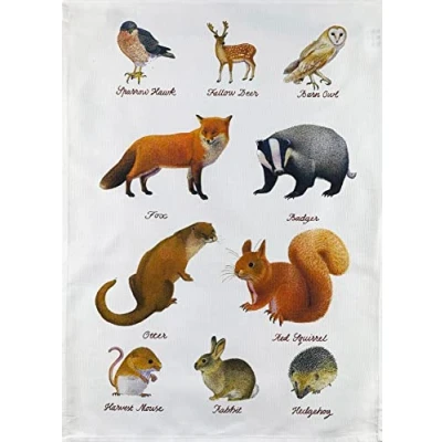 Image of Half a Donkey Hand Drawn Wildlife Animals Large Cotton Tea Towel