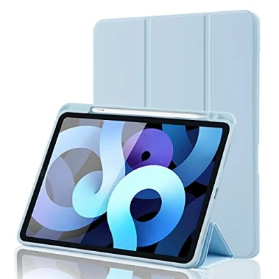 Image of Case for iPad Air 11 Inch 2024 / 6th 5th 4th Generation 2022/2020 10.9 with Pencil Holder, Smart Stand Cover Case, Support Apple Charging Auto Wake/Sleep Sky Blue