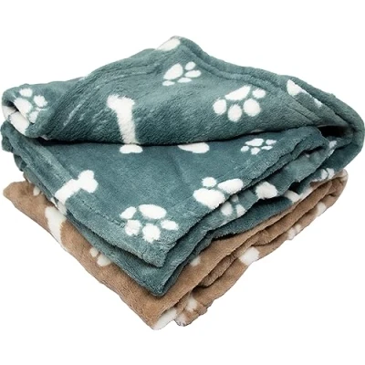Image of SOFT MICRO FIBRE BLANKET PAW BONE PET DOG PUPPY WARM COSY FLEECE 70CM X 100CM
