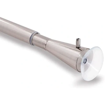 Image of GCurtain Shower Curtain Pole No Drilling, Spring Tension Pole, 56 98 Inch, 3/4 Inch Diameter, Suction Cup on Either End, 1PCS, Brushed Nickel