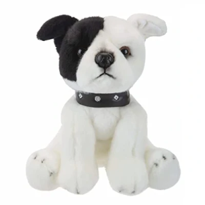 Image of VFM Staffordshire Soft Toy White Staffy, Bull Terrier Dog 30cm Super Fluffy Luxury Lifelike Stuffed Animal Teddy Natural World Collection
