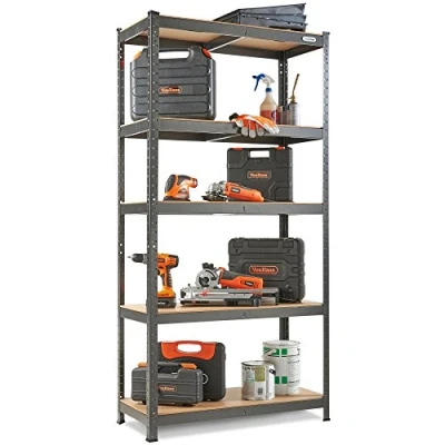 Image of VonHaus Garage Shelves 5 Tier Heavy Duty Racking with Massive 875kg Capacity, 175KG per Shelf Durable Metal Shelving for Garage, Shed and Workshop Storage 180cm x 90cm 40cm
