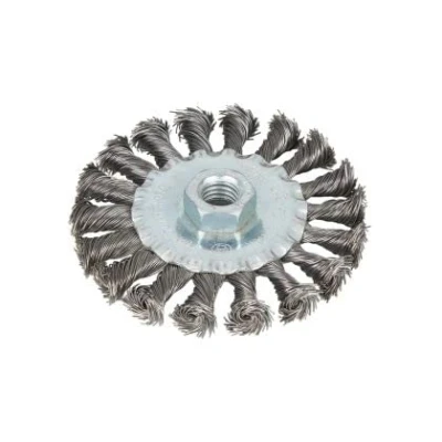 Image of BLUE SPOT TOOLS 100MM (4&quot;) M14 X 2 FLAT TWIST KNOT WIRE WHEEL BRUSH