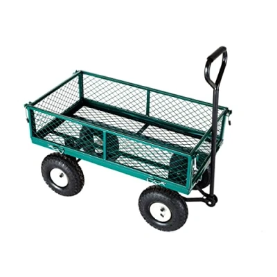 Image of Neo Heavy Duty Metal Festival Hand Truck Wagon Trailer Garden Cart Trolley 4 Wheels