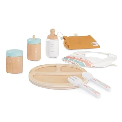 Image of Miniland DOLL WOODEN FEEDING SET, Beige, 94060