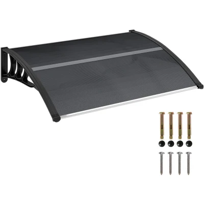 Image of Outsunny Door Canopy Awning Outdoor Window Rain Shelter Cover for Porch 100 X 75cmB70 051V01BK