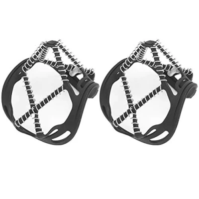 Image of RiToEasysports 1 Pair Outdoor Walk Traction Ice Cleat Spikes Crampons Anti Slip Shoe Grips Cleats for Snow Climbing Mountaineering Mountain Tools Hiking Camping