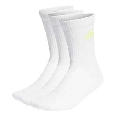 Image of adidas Unisex Kids Cushioned Crew Socks 3 Pairs Socks, White / Lucid Cyan Lemon Pink, 7 8 Years