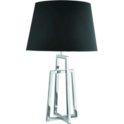 Image of York 1 Light Table Lamp Chrome with Black Fabric Shade, E27
