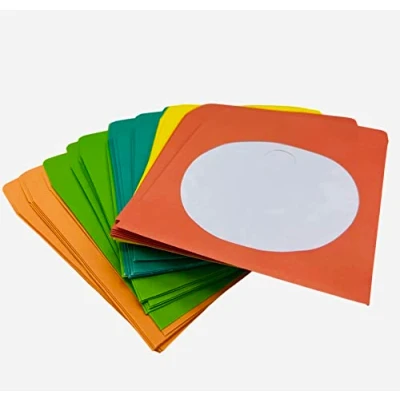 Image of DragonTrading CD Envelope, 100 Pack with Window and Flap, Colored Sleeves for Disc Protection