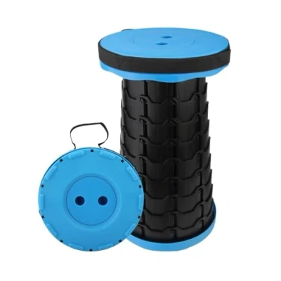 Image of Trendi Portable Telescopic Stool, Retractable Folding Stool Lightweight &amp; Adjustable, Durable Camping for Outdoor, BBQ, Fishing, Hiking Supports Up to 396 lbs/180kg (Black/Blue)
