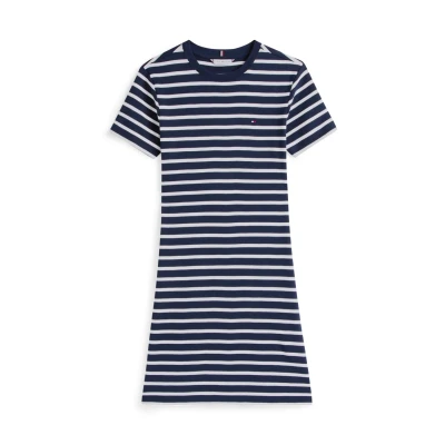 Image of Tommy Hilfiger NEW CODY SLIM Jersey dress, Women&#039;s, Size: XXS, Breton/dark night navy/ecu