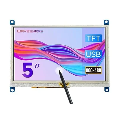Image of Waveshare 5 Inch Display for Raspberry Pi 4 Resistive Touchscreen HDMI LCD (G) 800 x 480 Resolution Supports All Pi/Windows 10/8.1/8/7 PC Computer Monitor/Multi Mini PCs/Game Console