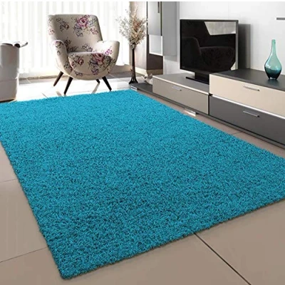 Image of SANAT Modern Living Room Rug Aqua Deep Pile Size: 60 x 110 cm