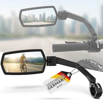 Image of WITTKOP Bicycle Mirror, Large HD Field of View, 360 Rotatable &amp; Foldable, Mounting Top and Below, Shatterproof Durable, Convex Rear View Mirror for Bicycle, E Bike (Set (L + R))