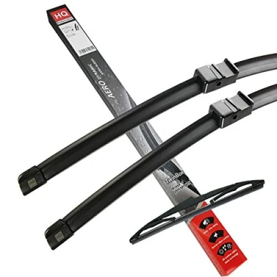 Image of HQ AUTOMOTIVE Front + Rear Wiper Blade 3pcs Replacement Blades, Fits Vauxhall Astra GTC 2005 2009, Windscreen Graphite Coated &amp; Natural Rubber, No Smear Model AD71 222HQ9