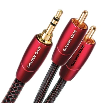 Image of audioquest 1.5 m Golden Gate 3.5 mm 2 x RCA Audio Cable Black (3.5 mm, RCA, Copper, m, Black)