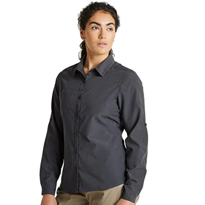 Image of Craghoppers Womens Expert Kiwi Long Sleeved Shirt, Carbon Grey, Size 12