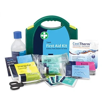 Image of Reliance Medical First Aid Kit HSE Approved, Perfect for Single Travellers, Compliant to Latest BS8599 1 Standard, Suited Small Storage Spaces, Green Integral Aura Box