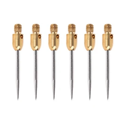 Image of Saiyana 6 Pieces Professional Replaceable Steel Tip 2BA Thread Darts Needle Accessory Tips Points Silver Golden Shafts Aluminum Long