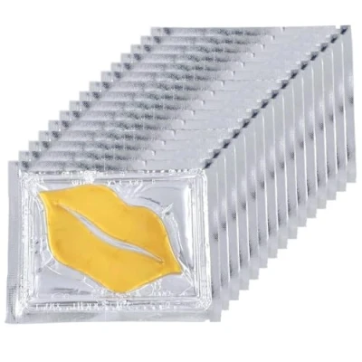 Image of 15 Pcs Gold Gel Collagen Lip Mask Moisturizing Plumper Patches Crystal Pads for Anti Wrinkle, Aging, Chapped, Firms &amp; Hydrates Lips