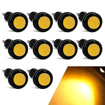 Image of Yifengshun Universal 10Pcs 18mm Eagle Eye LED Light DRL Daytime Running Super Bright 9W Fog Tail/Reverse/Round Marker Lights for Car Motorcycle 12V (Amber)
