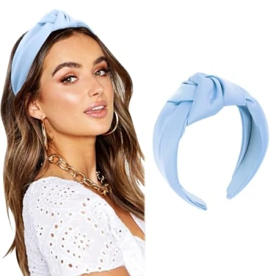Image of DRESHOW Headbands for Women Girls Knotted Elastic Hair Band Fashion Fabric Hairbands Cute Top Knot Head