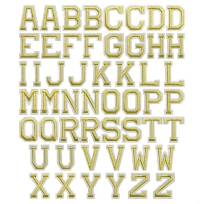 Image of J.CARP 52Pcs Gold Alphabet A to Z Patches, Iron on Sew Letters for Clothing, Hats, Shoes, Backpacks, Handbags, Jeans, Jackets etc.
