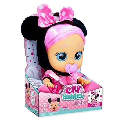 Image of CRY BABIES Dressy Minnie Interactive Doll that Cries real Tears with Hair to Style, Clothes Wear and Accessories Play Toy Gift for Boys Girls