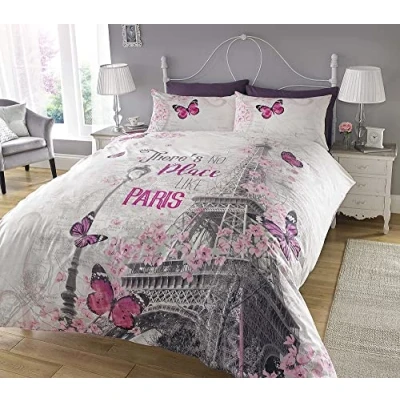 Image of Sleepdown New Paris Romance Duvet Cover &amp; Pillowcase Set Bedding Digital Print Quilt Case Bedroom Daybed (Single)