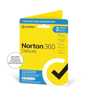 Image of Norton 360 Deluxe 2024, Antivirus software for 3 Devices and 1 year subscription with automatic renewal, Includes Secure VPN Password Manager, PC/Mac/iOS/Android, Activation Code by Post