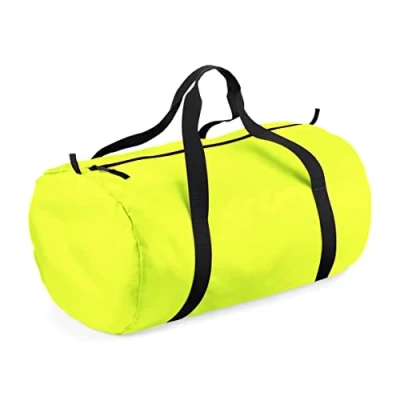 Image of BagBase BG150 Packaway Barrel Bag Fluorescent Yellow/Black