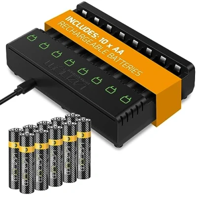 Image of Venom Power Rechargeable Battery Charging Dock plus 10 x AA Batteries 1000mAh 1.2V NiMH