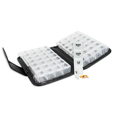 Image of Premium 14 Days Pill Organiser Wallet, 4 Times a Day Removable Cases, Two Week Perfect for Holidays to Hold Vitamins Cod Liver Oil, Supplements and Medication