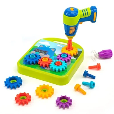 Image of Learning Resources Design and Drill Gears Workshop, 55 Piece with Electric Toy Drill, STEM Toy, Boys Girls Ages 3+