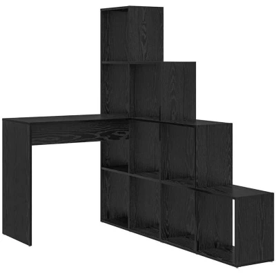 Image of vidaXL Corner Desk with Shelf Storage Black oak 101.5 x 149.5 cm