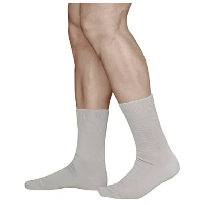 Image of vitsocks Men&#039;s Extra Wide Top Loose Fitting Diabetic Socks (3 PAIRS) Swollen Feet Ankles Legs, grey, 6 8