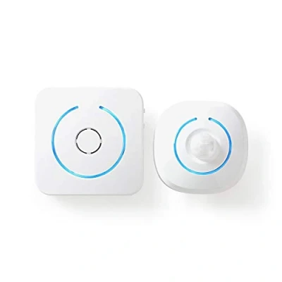 Image of Nedis Home Security Wireless PIR Motion Sensor LED Light &amp; Chime with 8 Ringtones, White