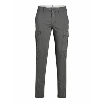 Image of JACK &amp; JONES Mens Tapered Cargo Trousers Asphalt 30W / 32L