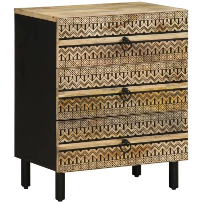 Image of vidaXL Bed Cabinet Black 50x33x62 cm Solid Rough Wood Mango