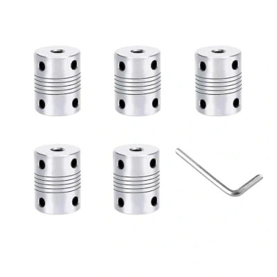 Image of QitinDasen 5 Pieces 3D Printer Aluminum Alloy Flexible Shaft Coupling mm to 8 mm, Stepper Motor Coupler with 2 Hexagon Wrench