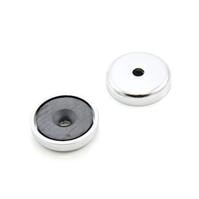 Image of Ferrite Y30BH Pot Magnet for Arts, Crafts, Model Making, DIY, Hobbies, Office, and Home 32mm dia x 7mm thick 5mm c/sink 6.9kg Pull