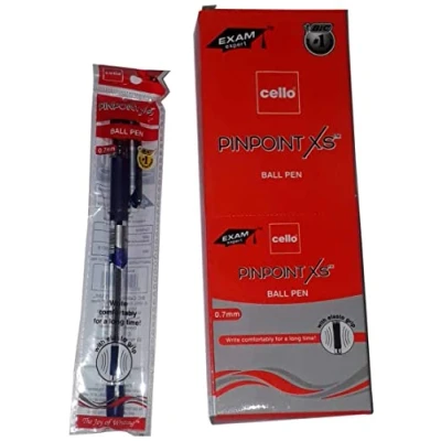 Image of 10 X Cello Pinpoint Fine Write Ball Point Pen Blue Ink 0.5 Mm Tip