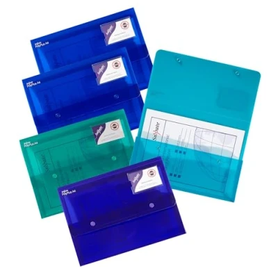 Image of Snopake A4 PolyPlus Polyfile Popper Wallet with Press Stud Closure Electra Assorted [Pack of 5] Ref: 11756