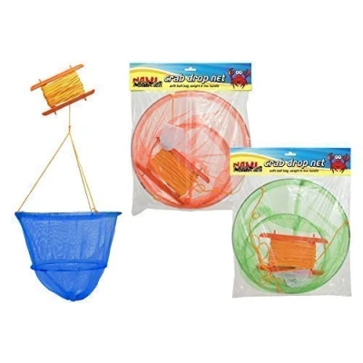 Image of Crab Drop Net With Bait Bag, Weight &amp; Line Handle Crabbing Prawn Small Fish Trap Catcher Fishing (All 3 Colours)