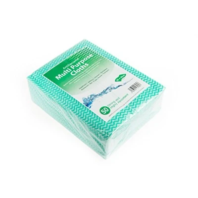 Image of Pack of 50 x Antibacterial Multi Purpose Cleaning Cloth Red / Yellow Green Blue Medium Sized by WE CAN Source IT (Green)