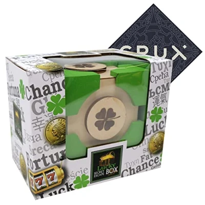 Image of Lucky Secret Escape Box Fun Wooden Puzzle Mid Difficulty Includes Crux Sticker