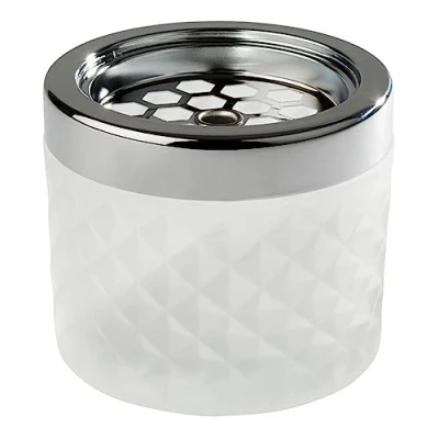 Image of APS Wind ashtray, made of chromed metal, frosted glass, with bayonet lock, Ø 9,5 cm, 8 cm height, white