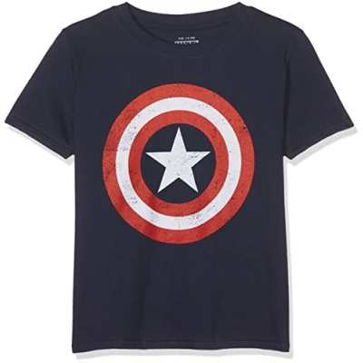 Image of Marvel Boys&#039; Captain America Retro T Shirt, Blue (Navy), 9 10 Years