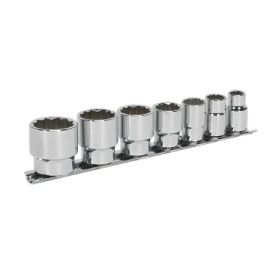 Image of Sealey Premier Socket Set 7pc 3/8&quot;Sq Drive Whitworth